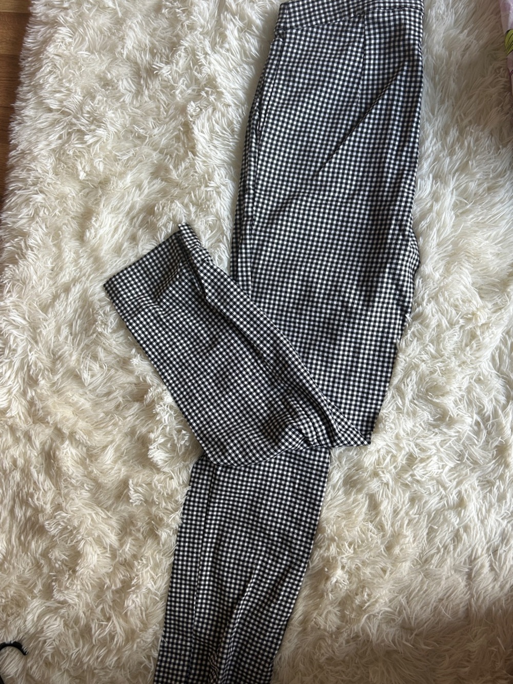 Nicole Miller Black & White Gingham Straight Leg Pants